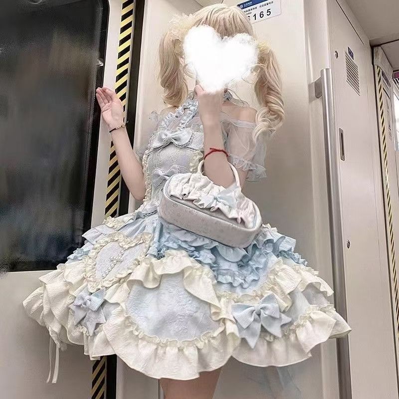Butterfly Heart Butterfly Knot Original Western Dress JSK Casual Lite Lolita Princess Strappy Dress