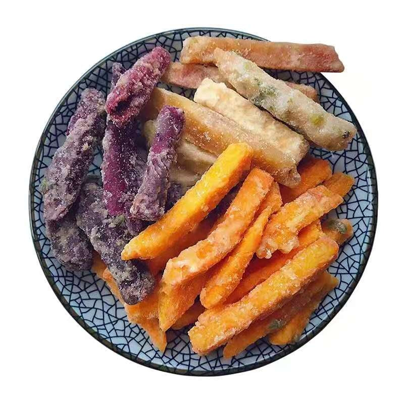 Chaoshan specialty, onion, taro, crispy bulk shredded taro, three-flavored sweet potato fries, purple fries, sweet potato strips   潮汕特产葱香芋头条香酥散装芋丝反沙三味反砂番薯条紫薯条地瓜条