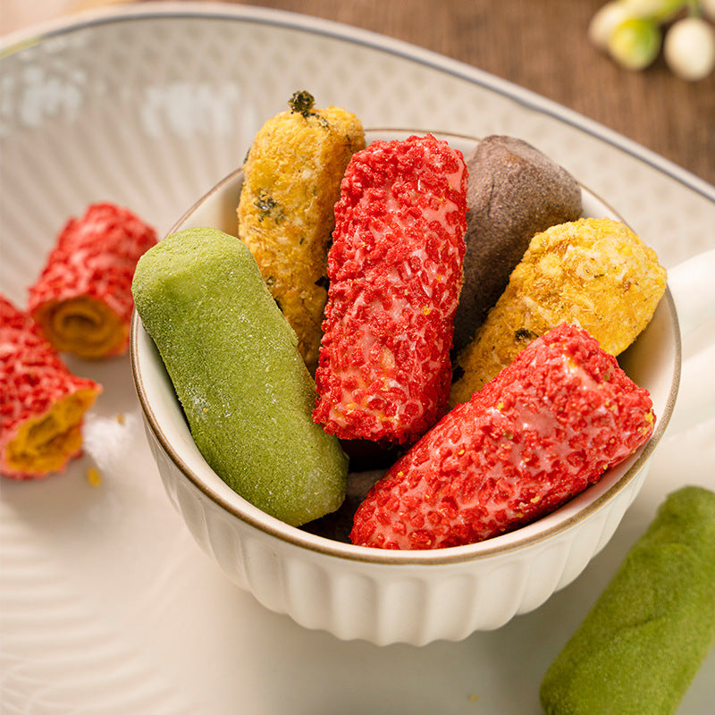 Nougat brushed soufflé roll salted egg yolk egg roll snowflake pastry